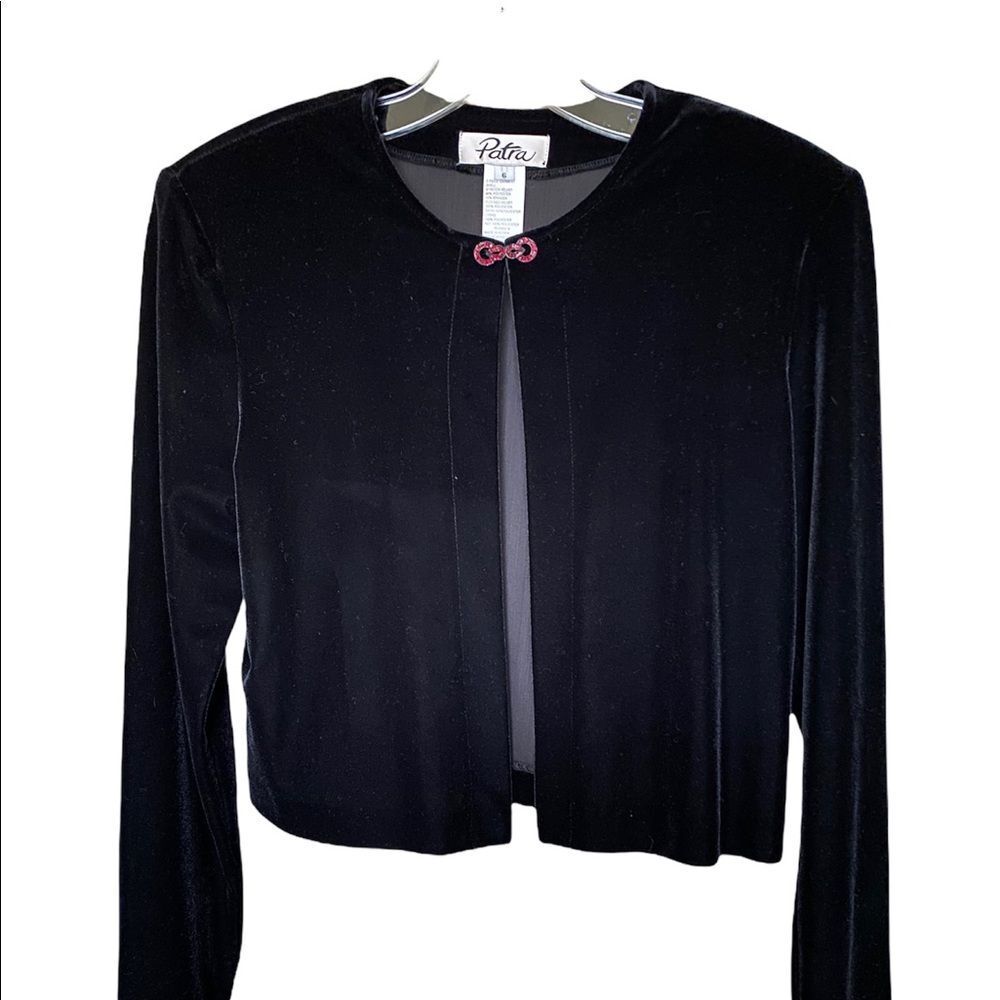 Patra Cropped Black Velvet Jacket Sz 6